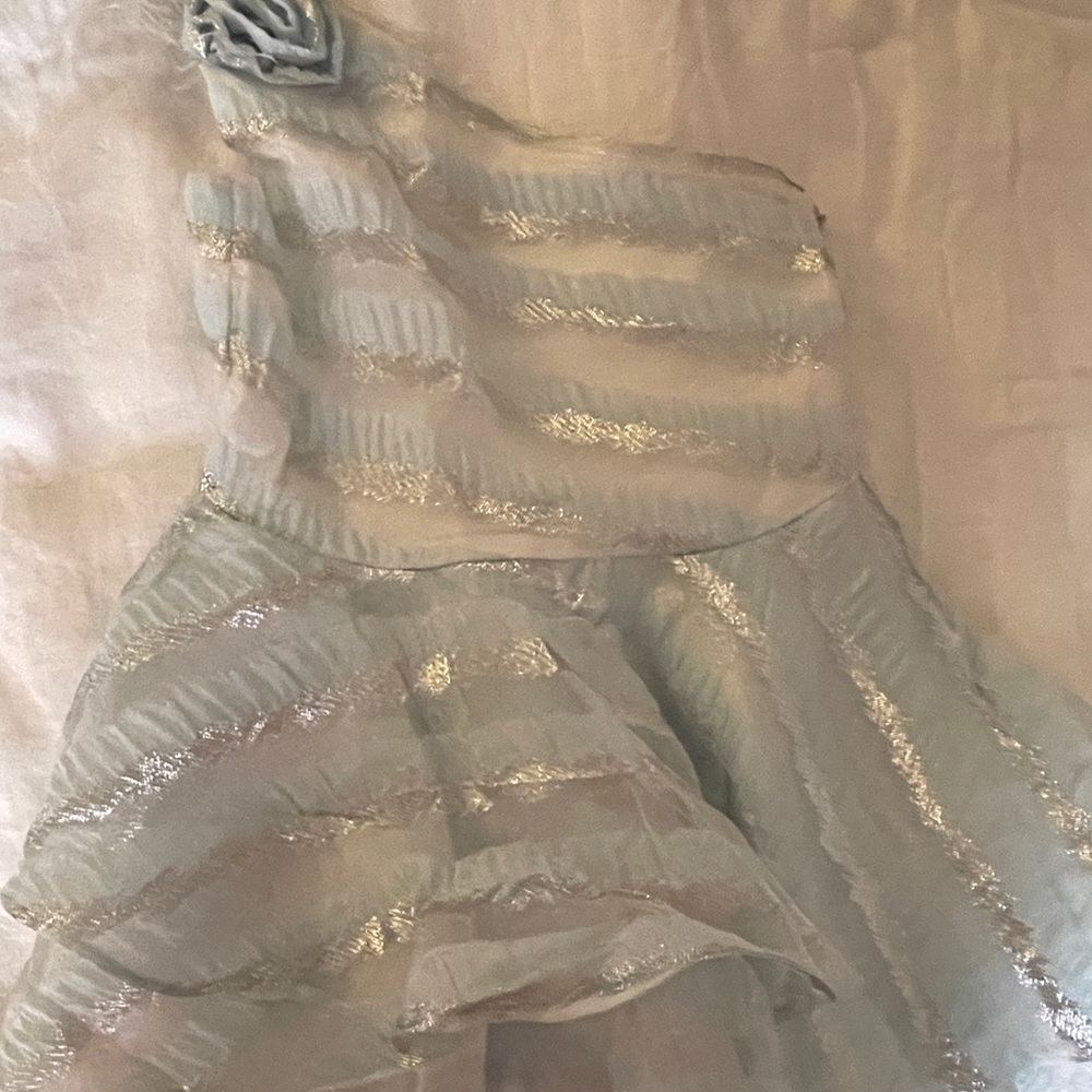 Elegant One-Shoulder Dress with Silver Stripes